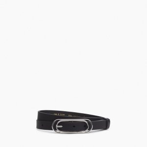 Duo Rounded Rebound Leather Belt Black