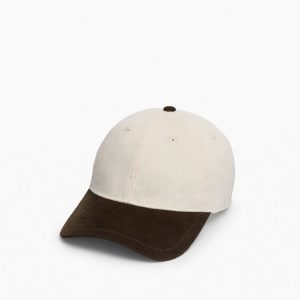 Harlow Corduroy Baseball Cap Ecru Olive Corduroy