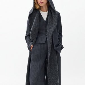 Jordyn Hooded Scarf Charcoal
