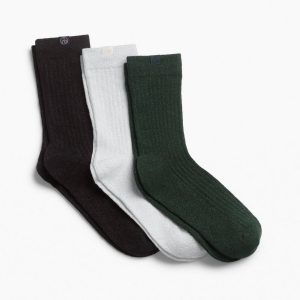 Three-Pack rb Glitter Socks Green Black White