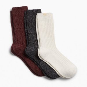 Three-Pack Hiking Socks Black Bordeaux Ivory