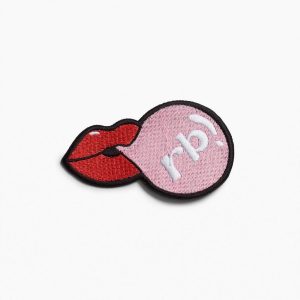 rb Embroidered Patch Rb Lips W/ Bubble Gum