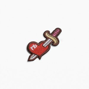 rb Embroidered Patch Rb Heart W/ Dagger