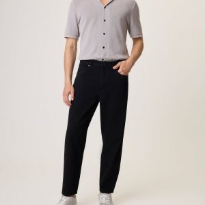 Cropped Taper Fit Jeans Black