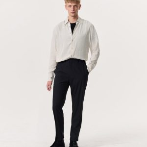 Lennox Pinstripe Italian Wool-Blend Trousers Black