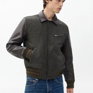 Jeremy British Wool Varsity Jacket Brown