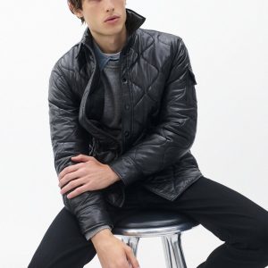Dane Leather Quilted Shirt Jacket Black
