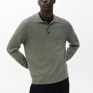 Declan Cashmere Polo Sweater Army