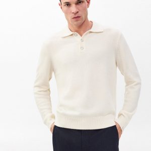 Declan Cashmere Polo Sweater Ivory