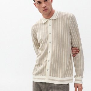 Harvey Ribbed Knit Shirt Ivory