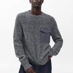 Walker Marled Mixed-Media Sweater Grey Multi