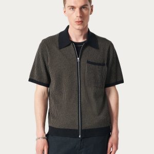 Zuma Zip Knit Polo Shirt Black