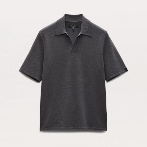 Zuma Johnny Collar Knit Polo Shirt Dark Grey