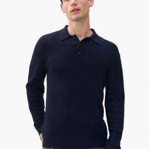 Crawford Wool-Cashmere Polo Sweater Navy
