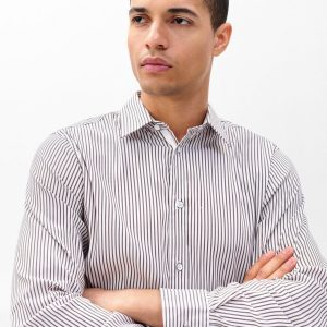 Patrick Poplin Shirt Coffee Stripe