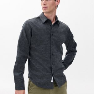 Tomlin Merino Wool Knit Shirt Charcoal