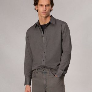 Tomlin Stretch-Cotton Dobby Shirt Dark Grey