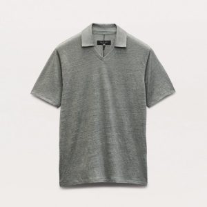 Linen Johnny Collar Polo Pavement