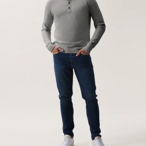 Classic Slub Cotton Long-Sleeve Henley Natural Grey