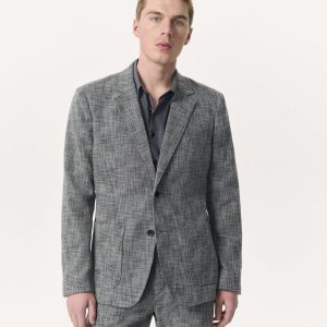 Butler Italian Tweed Patch Pocket Blazer Navy Multi