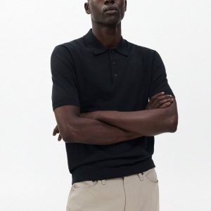 Downing Lightweight Cashmere Polo Black